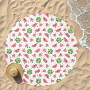 Neon Watercolor Watermelons Pattern Beach Towel
