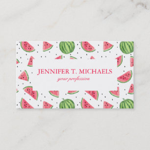 Neon Watercolor Watermelons Pattern Business Card