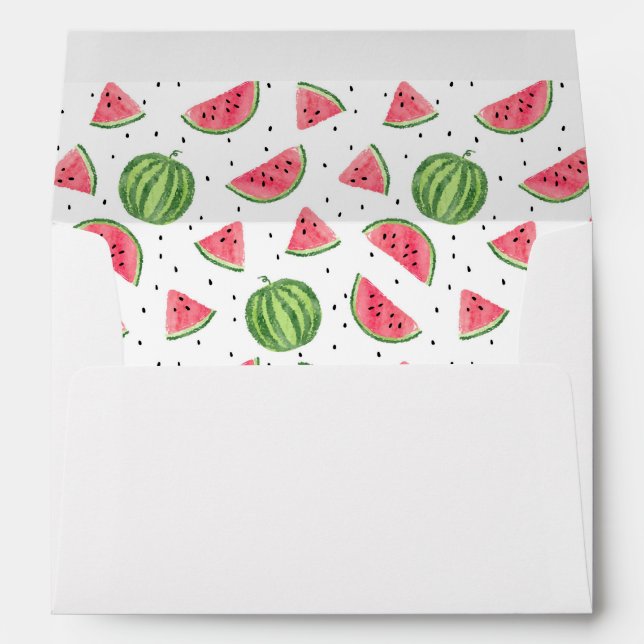 Neon Watercolor Watermelons Pattern Envelope (Back (Bottom))
