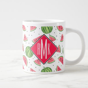 Neon Watercolor Watermelons Pattern Giant Coffee Mug