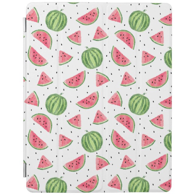 Neon Watercolor Watermelons Pattern iPad Smart Cover (Front)