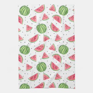 Neon Watercolor Watermelons Pattern Kitchen Towel