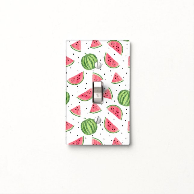 Neon Watercolor Watermelons Pattern Light Switch Cover (In Situ)