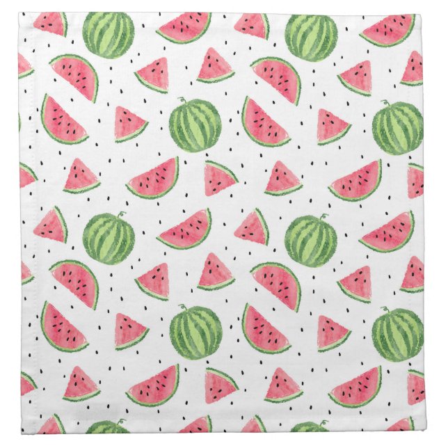 Neon Watercolor Watermelons Pattern Napkin (Front)