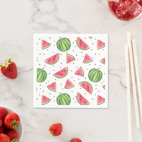 Neon Watercolor Watermelons Pattern Napkins