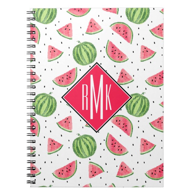 Neon Watercolor Watermelons Pattern Notebook (Front)