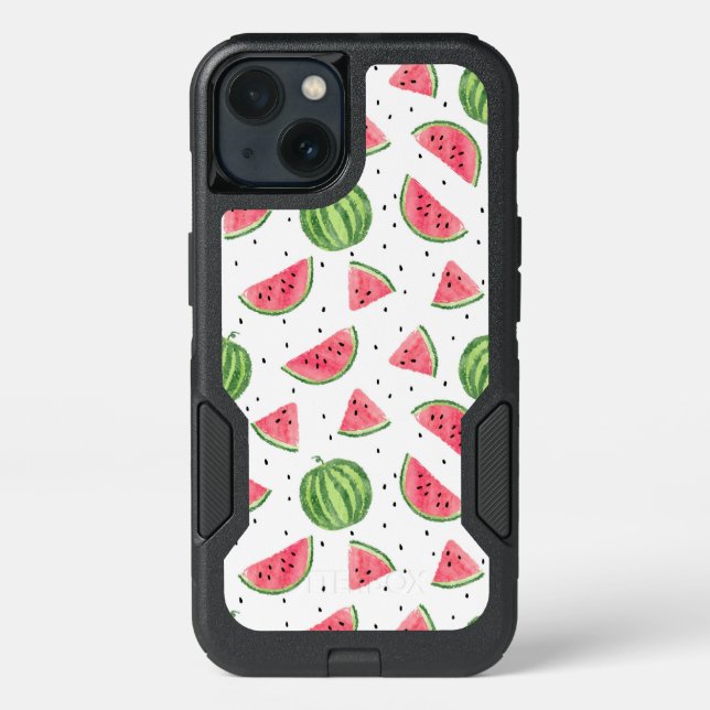 Neon Watercolor Watermelons Pattern Otterbox iPhone Case (Back)