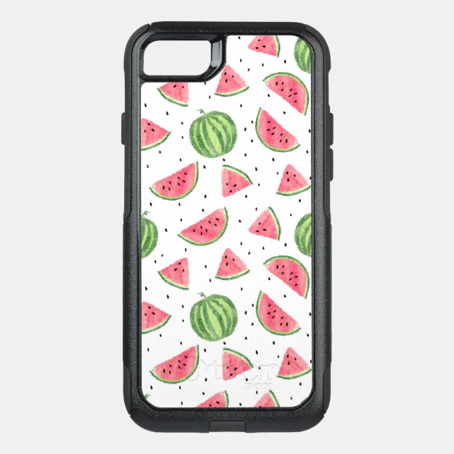 Neon Watercolor Watermelons Pattern Otterbox iPhone Case (Back)