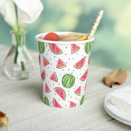 Neon Watercolor Watermelons Pattern Paper Cups