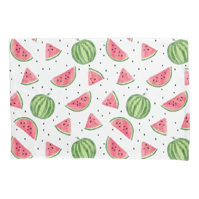Neon Watercolor Watermelons Pattern Pillow Case (Front-Left)