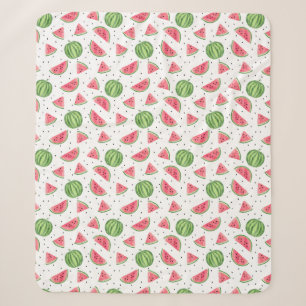 Neon Watercolor Watermelons Pattern Sherpa Blanket