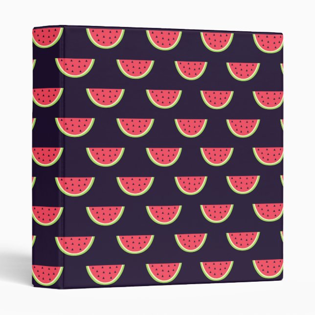 Neon Watermelon on Purple Pattern 3 Ring Binder (Front/Spine)