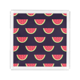 Neon Watermelon on Purple Pattern Acrylic Tray