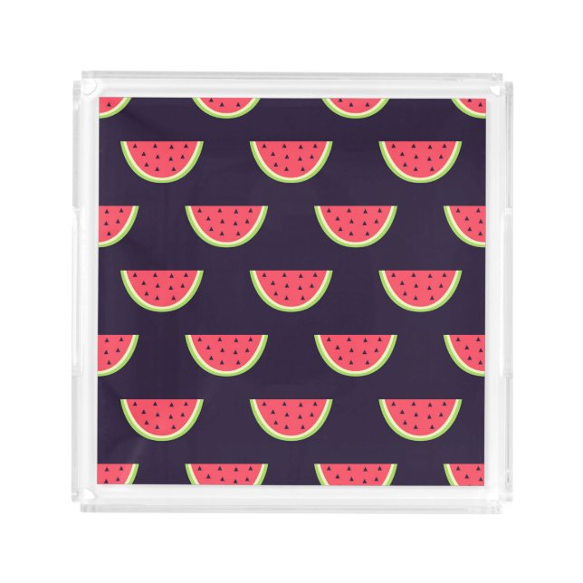 Neon Watermelon on Purple Pattern Acrylic Tray (Front)
