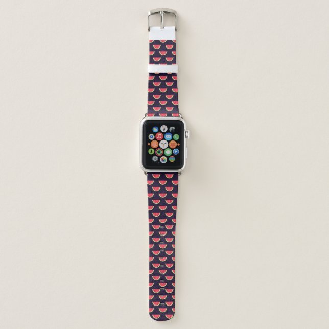 Neon Watermelon on Purple Pattern Apple Watch Band (Front)