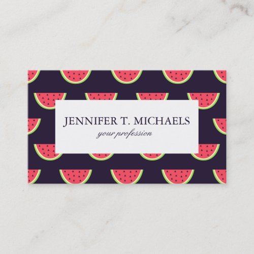 Neon Watermelon on Purple Pattern Business Card