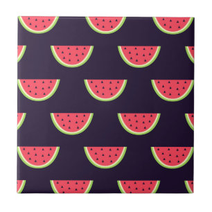 Neon Watermelon on Purple Pattern Ceramic Tile