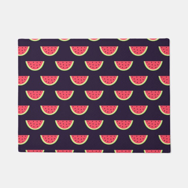 Neon Watermelon on Purple Pattern Doormat (Front)