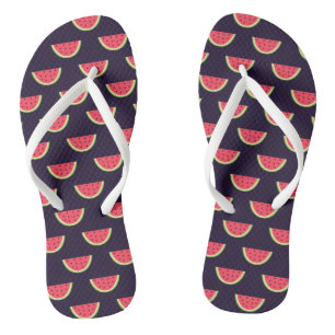 Neon Watermelon on Purple Pattern Flip Flops
