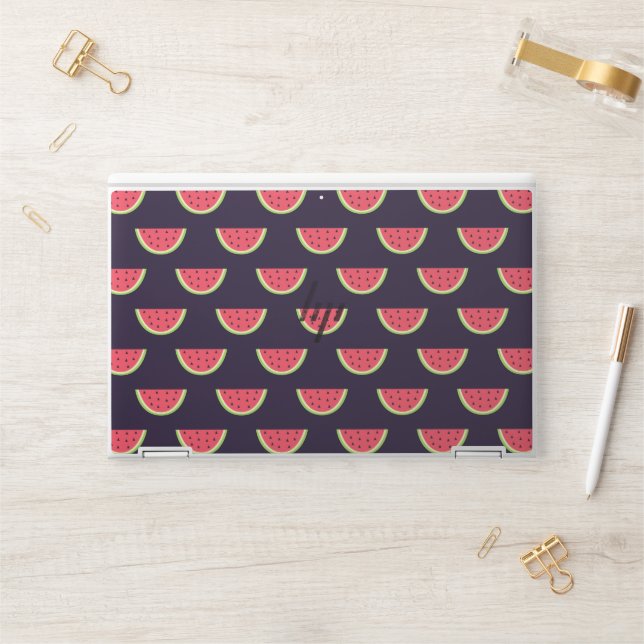 Neon Watermelon on Purple Pattern HP Laptop Skin (Desk)