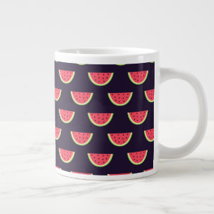 Neon Watermelon on Purple Pattern Large Coffee Mug