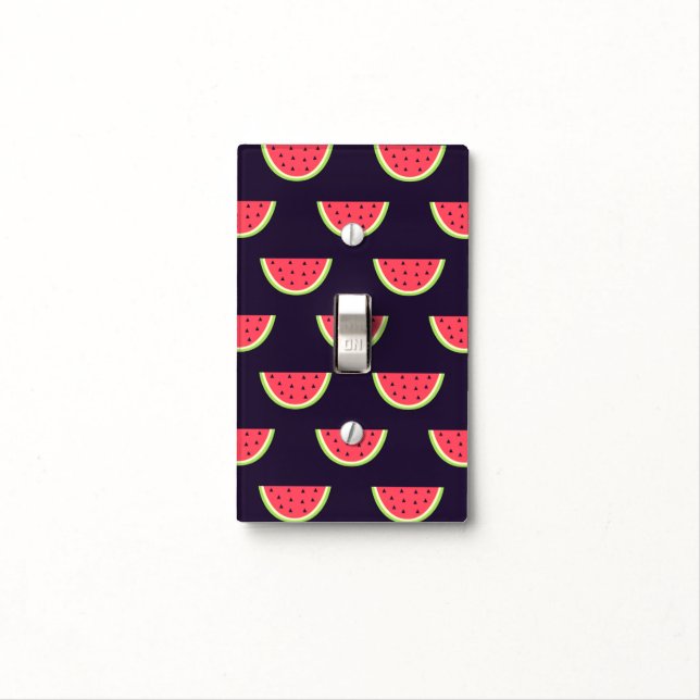 Neon Watermelon on Purple Pattern Light Switch Cover (In Situ)