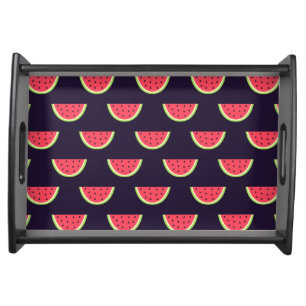 Neon Watermelon on Purple Pattern Serving Tray