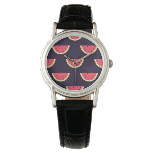 Neon Watermelon on Purple Pattern Watch (Front)
