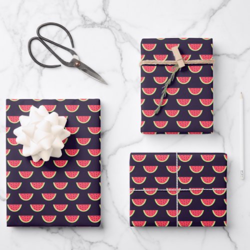 Neon Watermelon on Purple Pattern Wrapping Paper Sheets