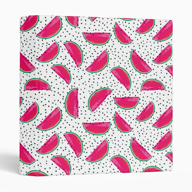 Neon Watermelon on Seeds Pattern 3 Ring Binder (Front/Spine)