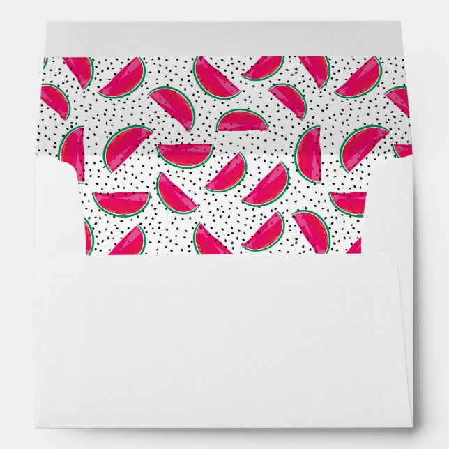 Neon Watermelon on Seeds Pattern Envelope (Back (Bottom))