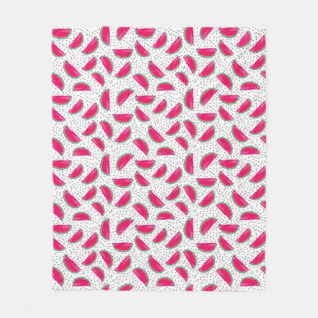 Neon Watermelon on Seeds Pattern Fleece Blanket (Front)