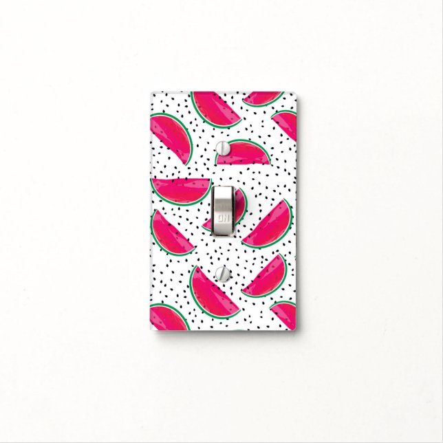 Neon Watermelon on Seeds Pattern Light Switch Cover (In Situ)