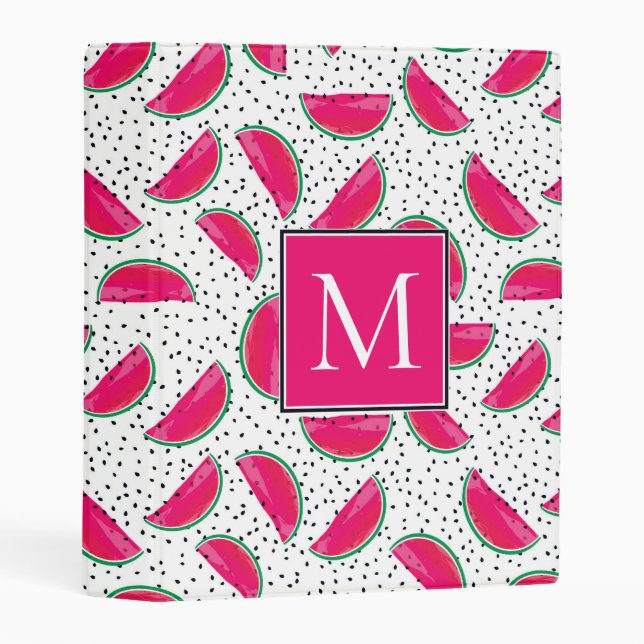 Neon Watermelon on Seeds Pattern Mini Binder (Front/Spine)