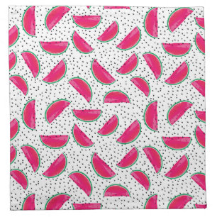 Neon Watermelon on Seeds Pattern Napkin