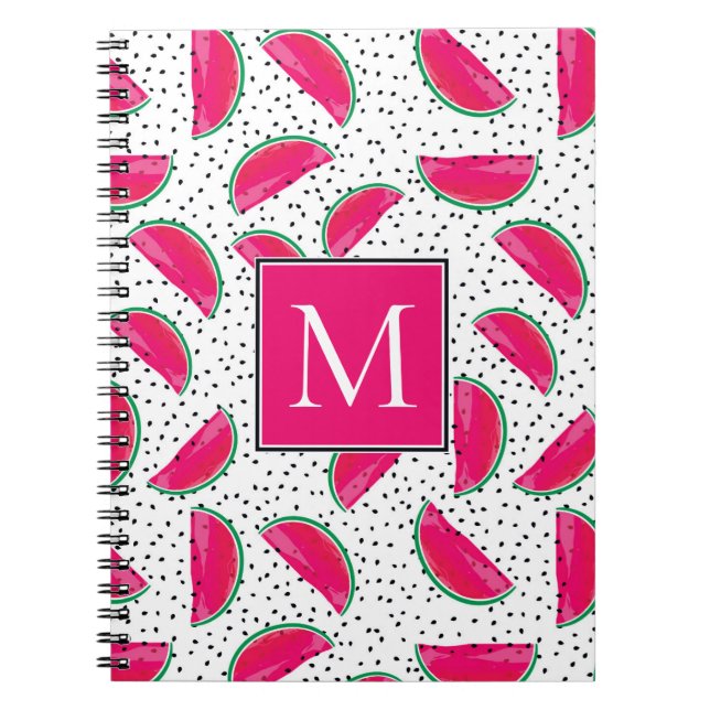 Neon Watermelon on Seeds Pattern Notebook (Front)