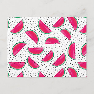 Neon Watermelon on Seeds Pattern Postcard