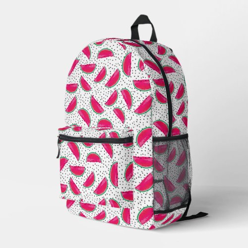 Neon Watermelon on Seeds Pattern Printed Backpack