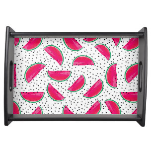 Neon Watermelon on Seeds Pattern Serving Tray