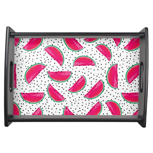 Neon Watermelon on Seeds Pattern Serving Tray (Front)