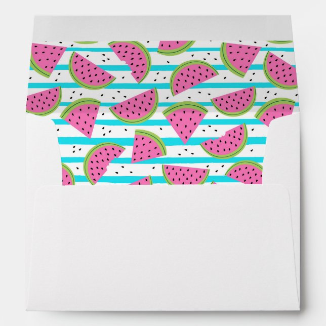 Neon Watermelon on Stripes Pattern Envelope (Back (Bottom))