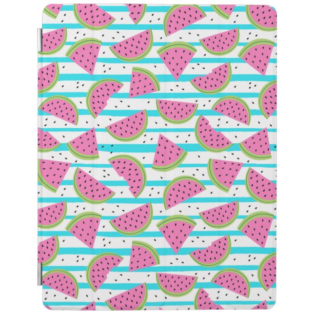 Neon Watermelon on Stripes Pattern iPad Smart Cover (Front)