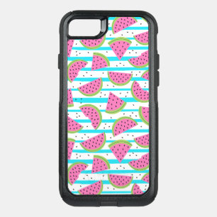 Neon Watermelon on Stripes Pattern OtterBox Commuter iPhone SE/8/7 Case