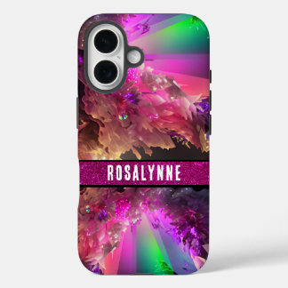 Neon Wave Customizable Rave-Inspired Laser Glitter iPhone 16 Case