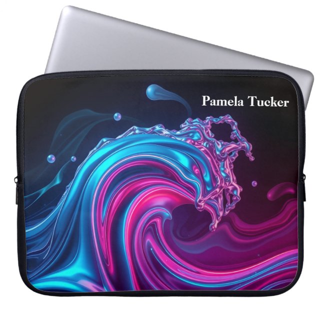 Neon Wave Futuristic Cyberpunk Gaming  Laptop Sleeve (Front)