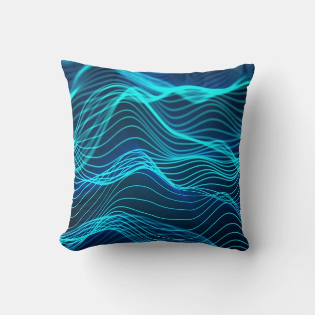 Neon waves of numerous abstract lines and rows com throw pillow (Front)