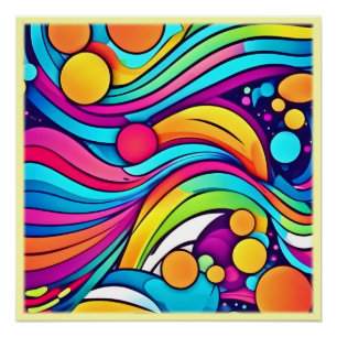 Neon Waves Vibrant Cosmos Poster