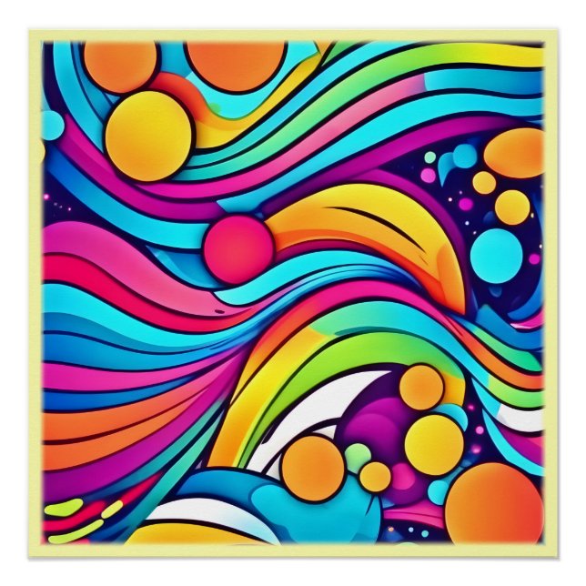 Neon Waves Vibrant Cosmos Poster (Front)