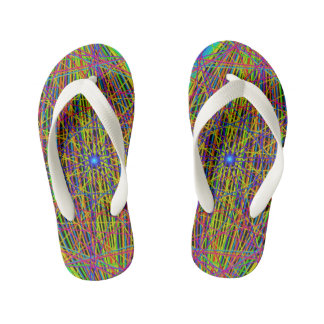 Neon Web Fractal Kid's Flip Flops