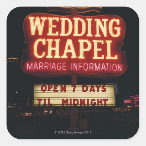 Neon Wedding Chapel Sign in Las Vegas USA Square Sticker
